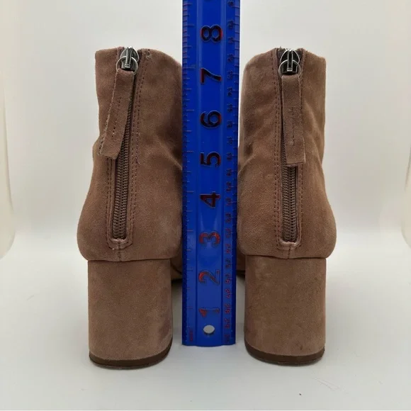 Topshop Spain Made Suede Booties Back Zip Block Heel Ankle Boots EU 40 US 9 - Picture 7 of 12